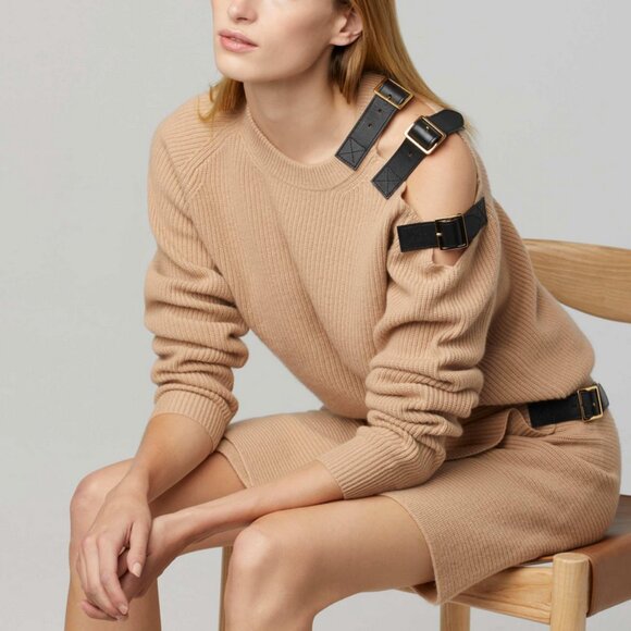 NWT Altuzarra Ness Sweater XSmall/Sz4 Tan Camel Wool Cashmere Quiet Lux - Picture 1 of 8